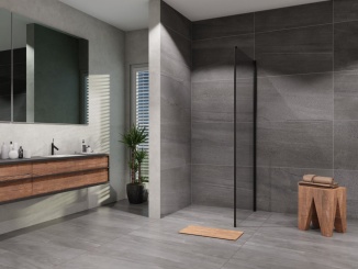 Koupelna a WC –  Lansanit Sprchová stěna Tadao 800 mm, sklo čiré, profil černý,  LAN05006