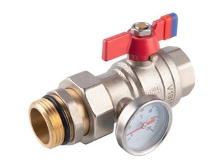 Vodoinstalace –  Novaservis Kulový kohout MF 1", s teploměrem, se šroubením, motýl, voda,  KFPS3T