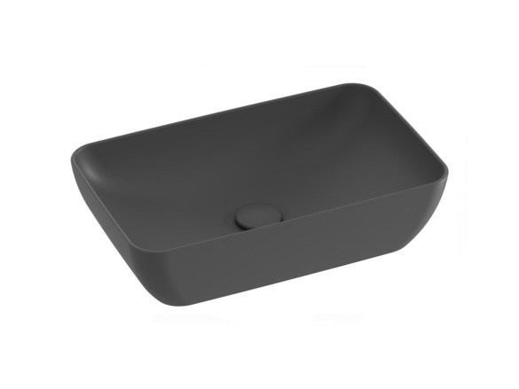 Ravak Umývadlo Uni Slim R 50, bez otvoru pre batériu, bez prepadu, čierna lesk