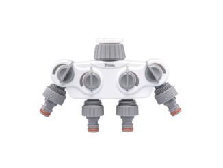 Skleněné –  Bradas Čtyřcestný rozdělovač Bradas White Line SOLID s ventily pro kohout 1" nebo 3/4"