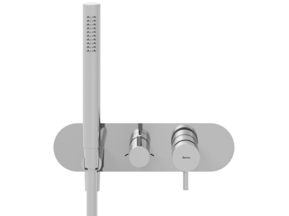 Ravak ES 068.20GB.O3.RB07D.+S Podomítková baterie 3-cestná bez tělesa, se sprchovým setem, Graphite Brushed