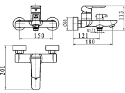Novaservis Vanová baterie Nobless Tina 150 mm, černá/mat, nástěnná, bez příslušenství,  38020/1,5