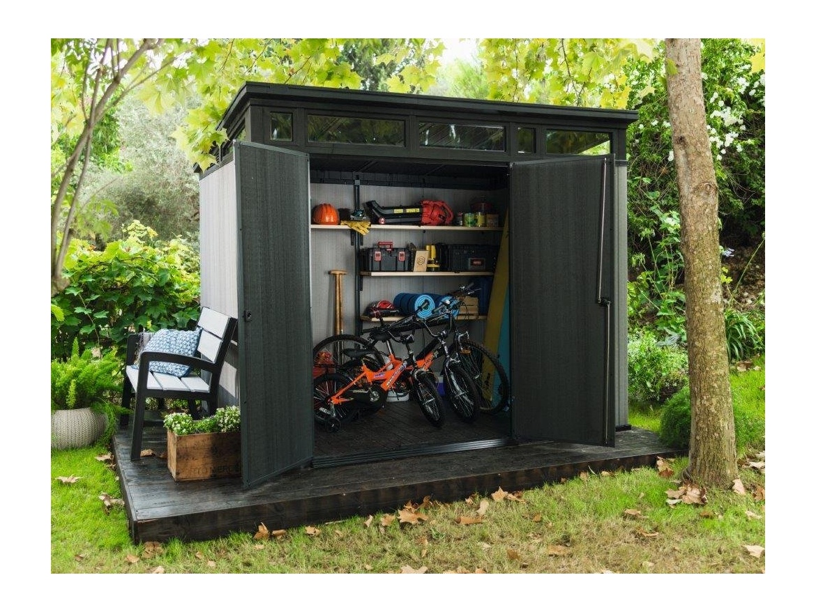 Plastový zahradní domek Keter Zahradní domek  Artisan 9x7 grafitový/šedý, s podlahou