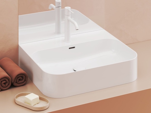 Ravak Umývadlo Ceramic Slim Wall R 55 N, s otvorom pre batériu, s prepadom, čierna matná