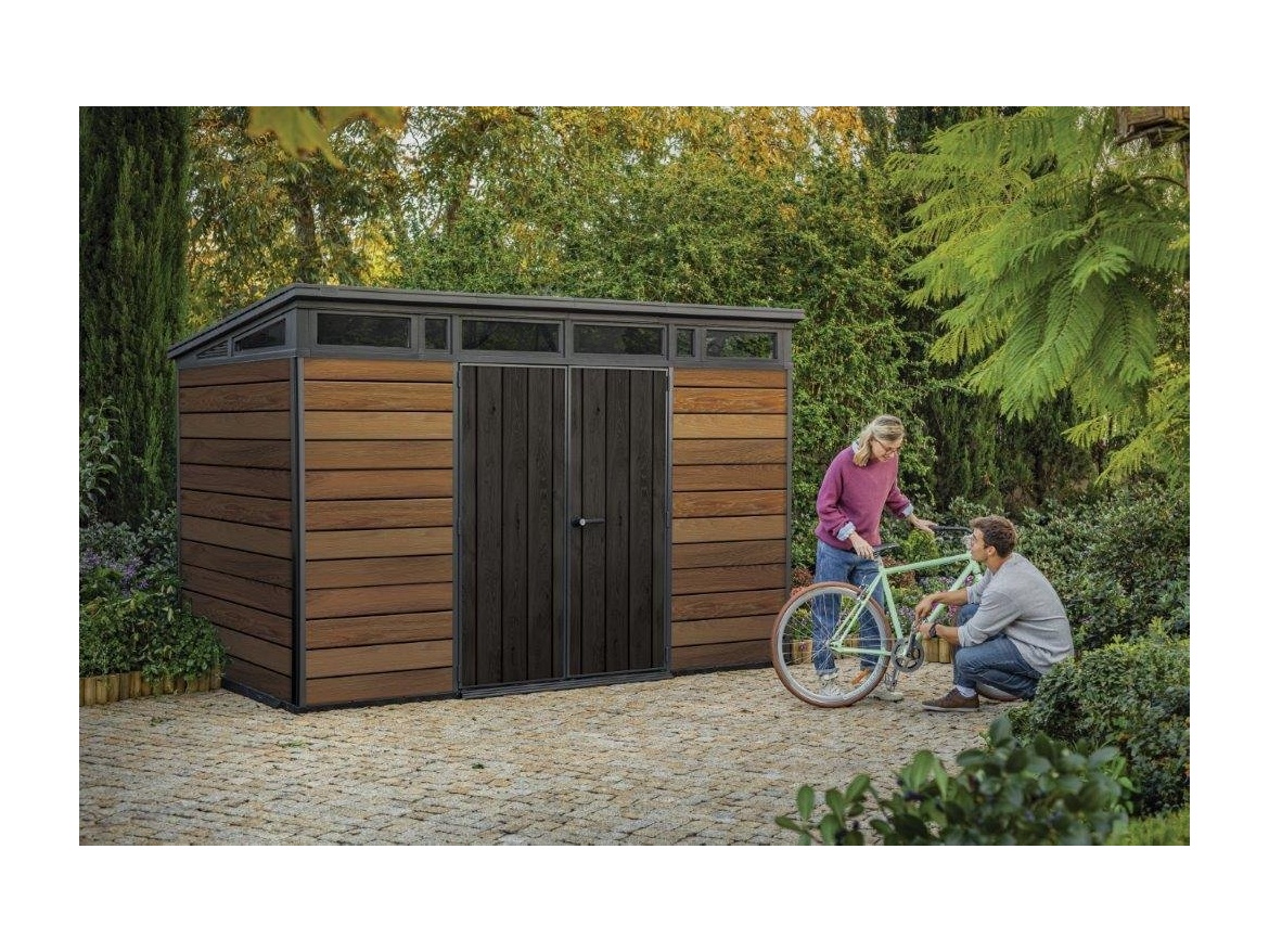 Plastový záhradný domček Keter Signature 11x7 Walnut, s podlahou