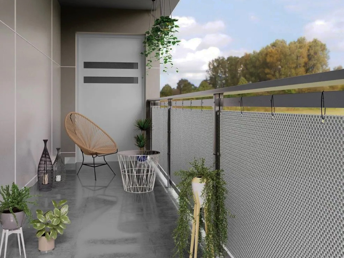 Balkónová zástena s kovovými okami Scobax Balcony eyelet