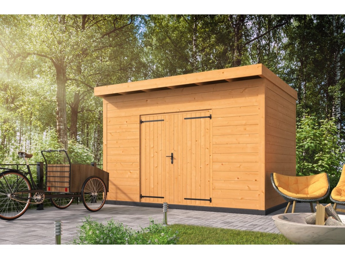 Tuindeco DIY roofing Enter 400x300 incl. double door and horizontal walls untreated