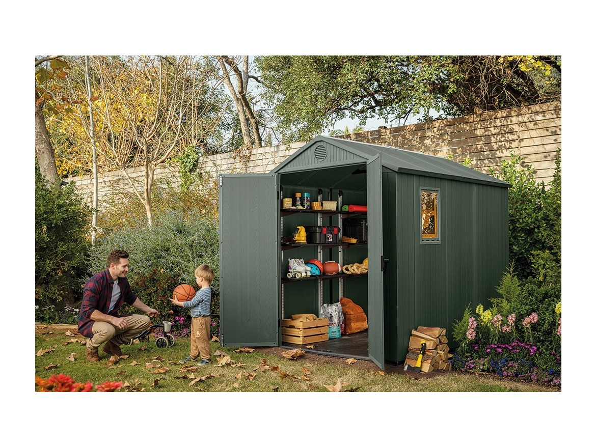 Plastový zahradní domek Keter Darwin 6 x 8 zelený, s podlahou