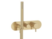 Ravak ES 068.60GLB.O3.RB07D.+S Podomítková baterie 3cestná bez tělesa, se sprchovým setem, zlato kartáčované