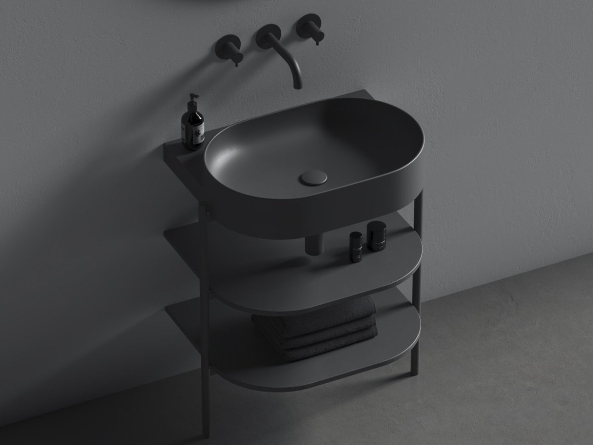 Ravak Umývadlo Yard 60, bez otvoru pre batériu, bez prepadu, Smoke Grey