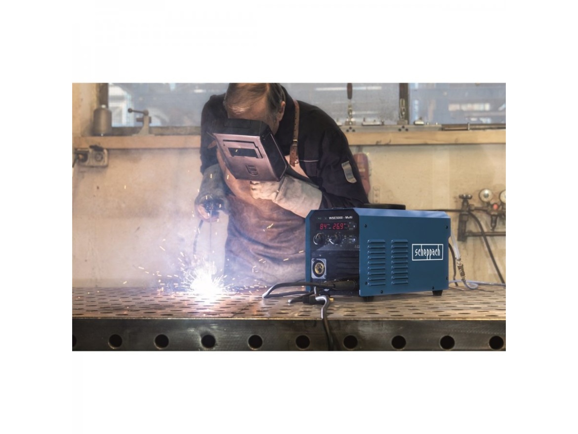Digitální multisvářečka MMA/MIG/TIG/drátová elektroda Scheppach WSE 5000 MULTI