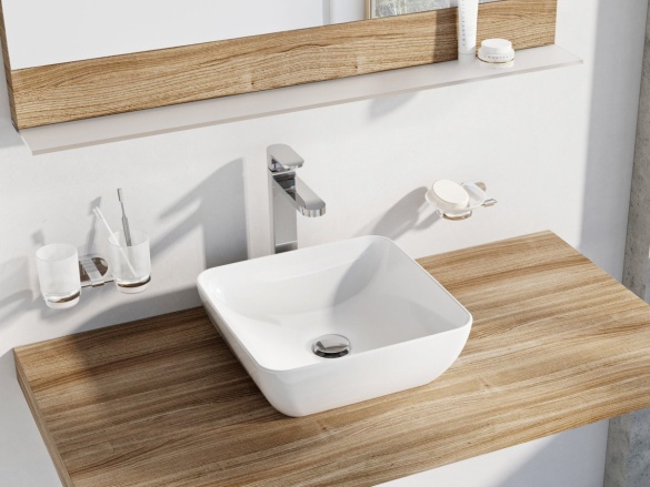 Ravak Umývadlo Uni Slim S 38, bez otvoru pre batériu, bez prepadu, biela matná