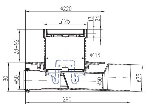 Vpusť Chuděj PVP 50/75 (univerzální, průběžná)