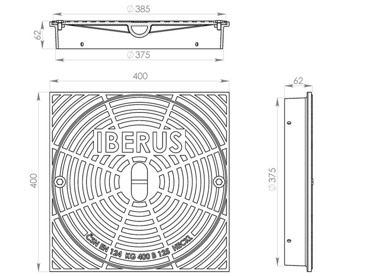 Hranatý poklop Heckl Iberus