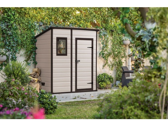 Plastový záhradný domček Keter MANOR 6 x 4 Penthouse béžový, s podlahou