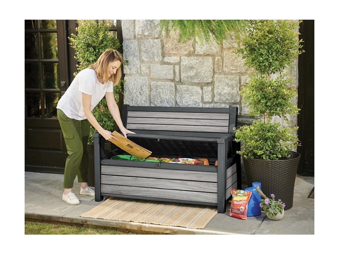 Keter Zahradní lavice Keter Deco Bench 227L - 133x61x89 cm - storm grey / šedá