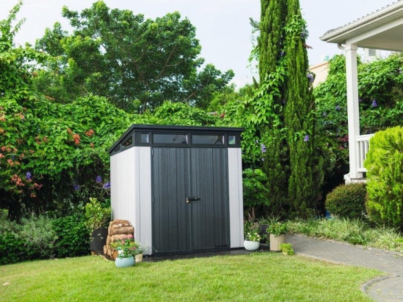 Plastový záhradný domček Keter Zahradní domek  Artisan 7x7 grafitový/šedý, s podlahou