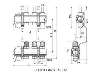 Padlófűtés –  Lansanit Rozdělovač 4-cestný,