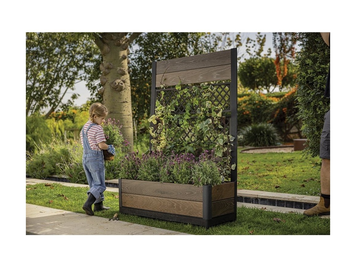 Keter Zahradní květináč/ truhlík pro pnoucí rostliny Keter TULIP DECO - walnut / ořech