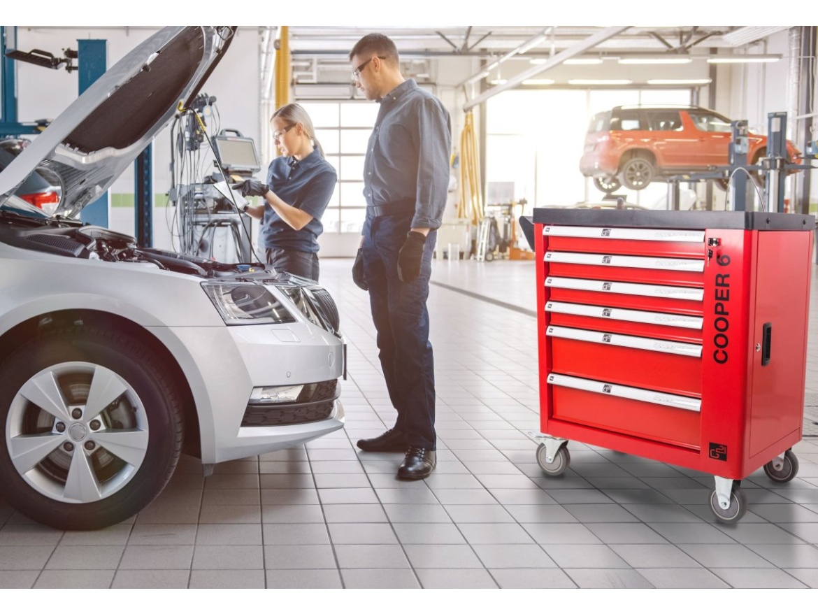 G21 Dílenský vozík  Cooper 6, červený