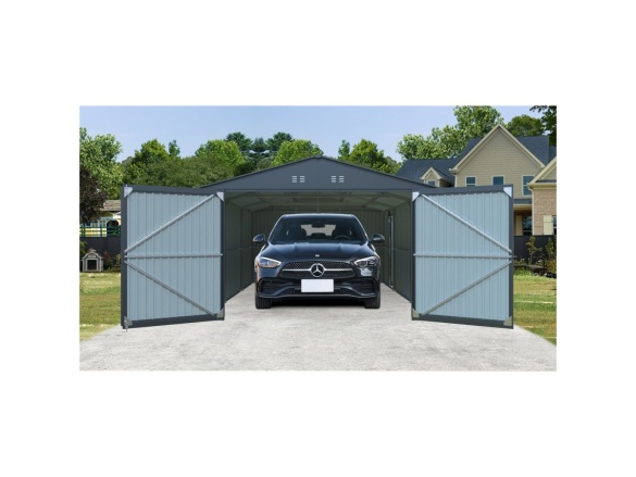 Kovová garáž 3,8 x 6 m se sedlovou střechou Antracit Riwall PRO RMCG 20x13 Anthracite