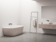 Ravak Vana Freedom Wall Tec 170x87, volně stojící, Alabaster Pink/bílá, krytka odtoku bílá