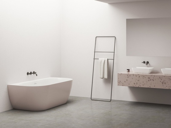 Ravak Vana Freedom Wall Tec 170x87, volně stojící, Smoke Grey/bílá, krytka odtoku bílá/černá/chrom