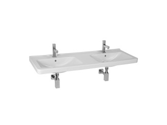 Sanitární keramika – JIKA Dvojumyvadlo Cubito 130x48,5 cm, s otvorem, bílé, na stěnu, s přepadem, , H8144201001041