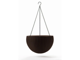 Rattan –  Keter Květináč  Hanging Sphere whiskey hnědý