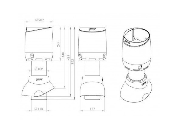 Vilpe Sanitární odvětrávací potrubí 110P/300 FLOW