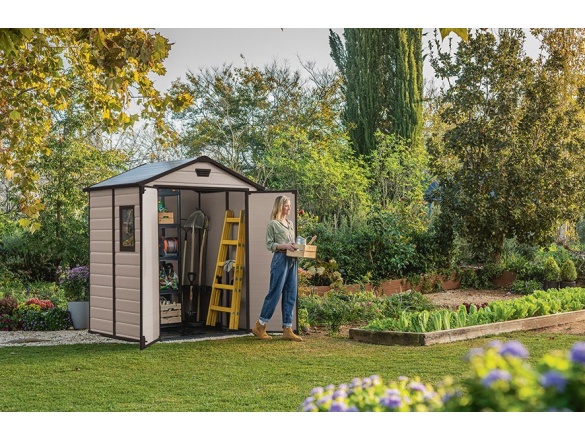 Plastový zahradní domek Keter MANOR 6 x 5 DD béžový, s podlahou