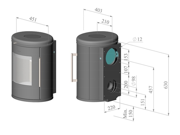 Falra szerelhető kandalló kályha Morsø 6870 5,8 kW
