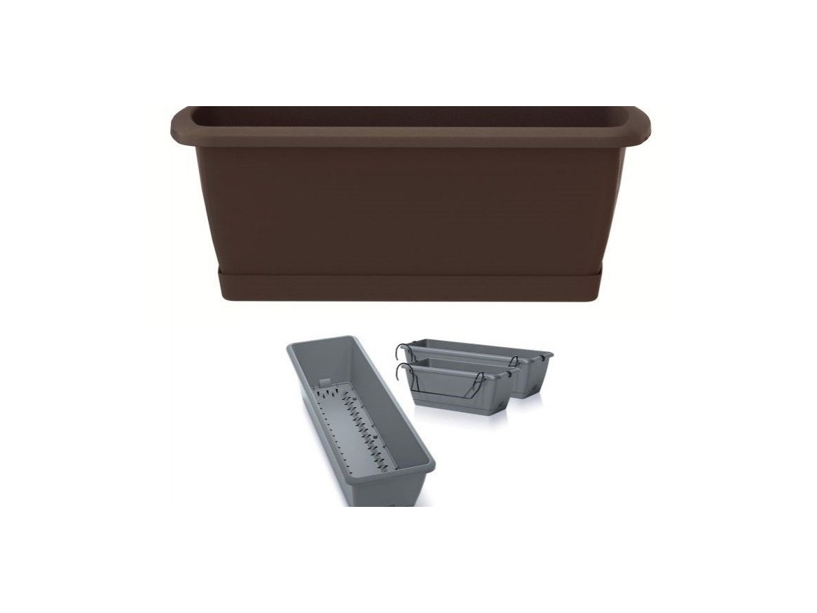 Prosperplast Truhlík se zavlažovacím systémem a držákem RESPANA EASYCARE 59,3 cm - hnědý