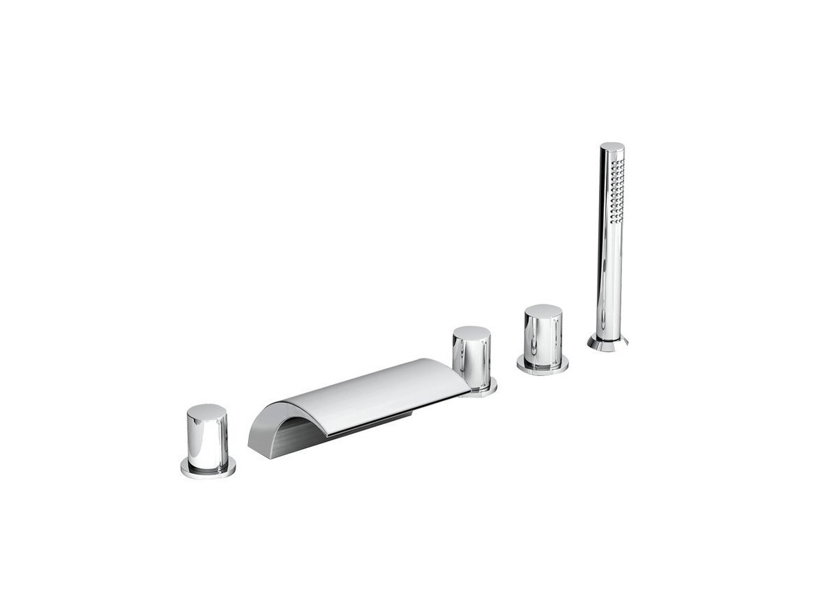 Ravak WF 025.00CR Vanová stojánková 5-otvorová baterie se sprchovým setem, vodopád, chrom