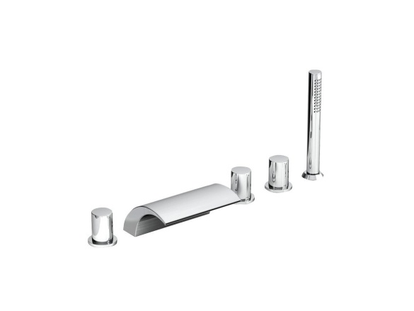Ravak WF 025.00CR Vanová stojánková 5-otvorová baterie se sprchovým setem, vodopád, chrom
