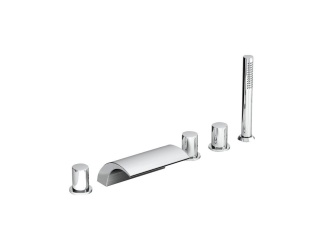 Vodovodné batérie –  Ravak WF 025.00CR Vanová stojánková 5-otvorová baterie se sprchovým setem, vodopád, chrom