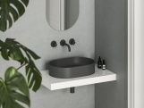 Ravak Umývadlo Ceramic Slim O 55, bez otvoru pre batériu, bez prepadu, antracit