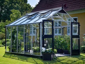 Prémium –  Juliana Premium 3,7 m x 3,0 m, alu / černá, kalené sklo 3 mm