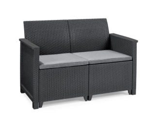 Kerti bútor –  Keter Zahradní nábytek  Elodie dvousedadlová pohovka grafitová