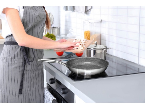 G21 Pánev  Gourmet Miracle 28 cm s poklicí, nerez/greblon