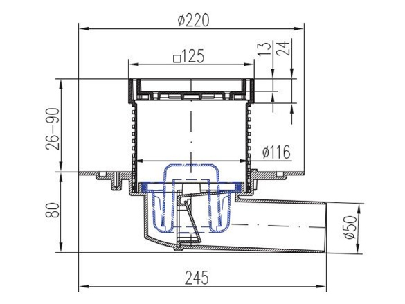 Vpusť Chuděj PVBU 50 (univerzální)