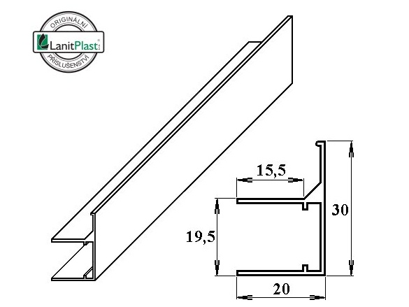 Ukončovací lišta Brett Martin AL-U s okapničkou 16 mm