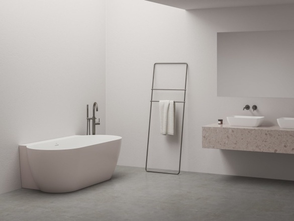 Ravak Vana Freedom Wall II Tec 170x87, volně stojící, Smoke Grey/bílá, krytka odtoku bílá/černá/chrom