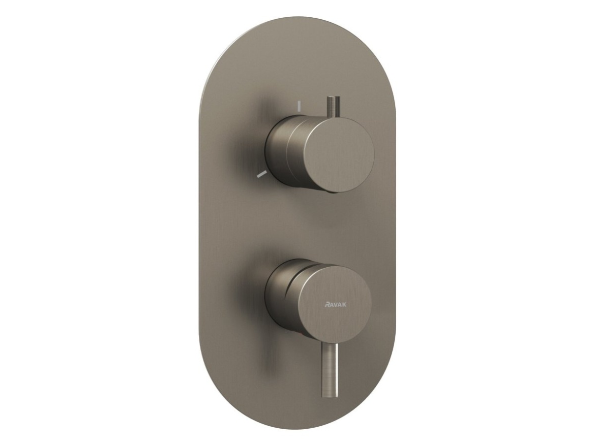 Ravak ES 068.60RGB.O3.RB07F Podomítková baterie 3-cestná bez tělesa, růžové zlato kartáčované