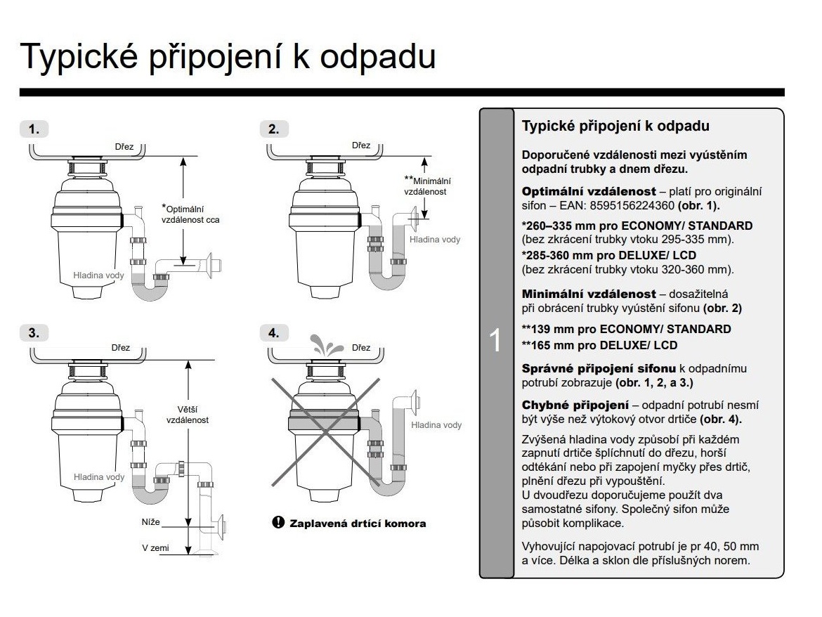Příslušenství k drtičům EcoMaster Trubkový sifon 6/4" x 40 pro drtič