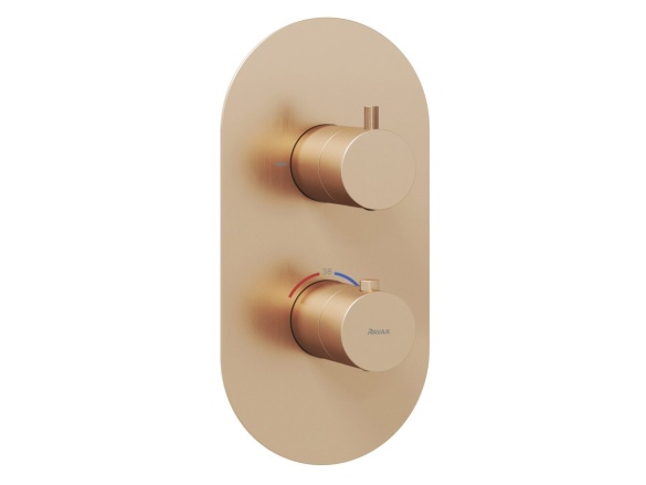 Ravak ES 063.60RGB.O2.RB07C Termostatická podomietková batéria 2-cestná pre R-box, ružové zlato kefované