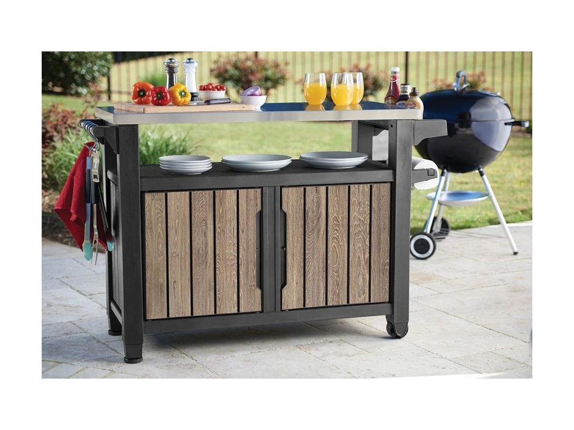 Keter Multifunkční zahradní stolek  UNITY XL 207L - 134 x 52 x 90 cm - ashwood / jasan