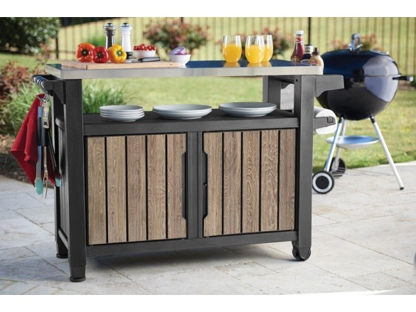 Keter Multifunkční zahradní stolek  UNITY XL 207L - 134 x 52 x 90 cm - ashwood / jasan