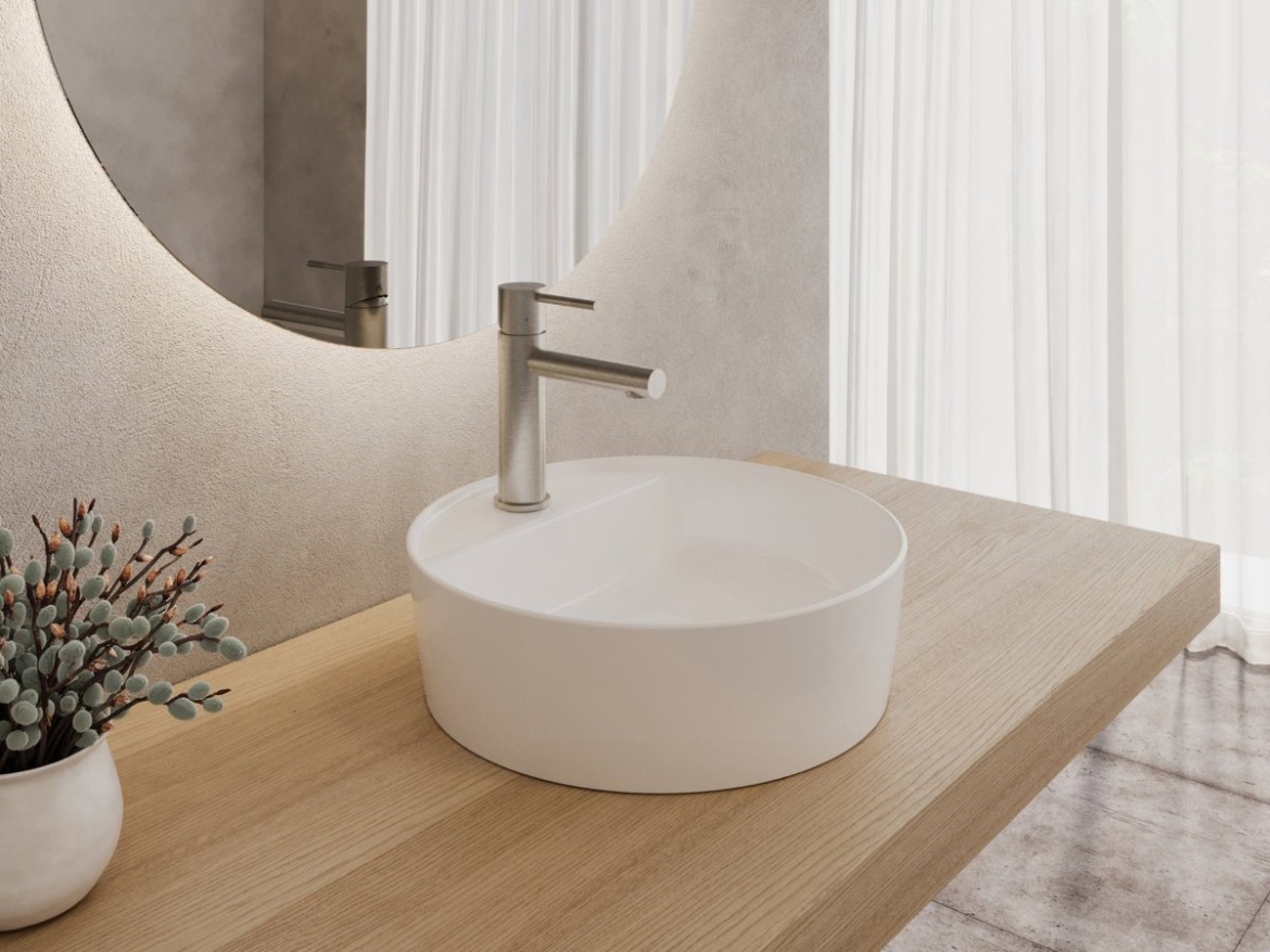 Ravak Umývadlo Uni Slim F 40, s otvorom pre batériu, bez prepadu, biela