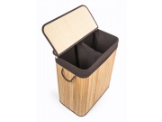 G21 Koš na prádlo  105 l s rozdělovačem, bambusový s hnědým košem